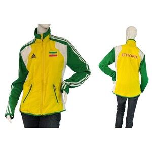 Adidas Ethiopia Green & Yellow Colorblock  Track Jacket Size US Women's Size M/L
